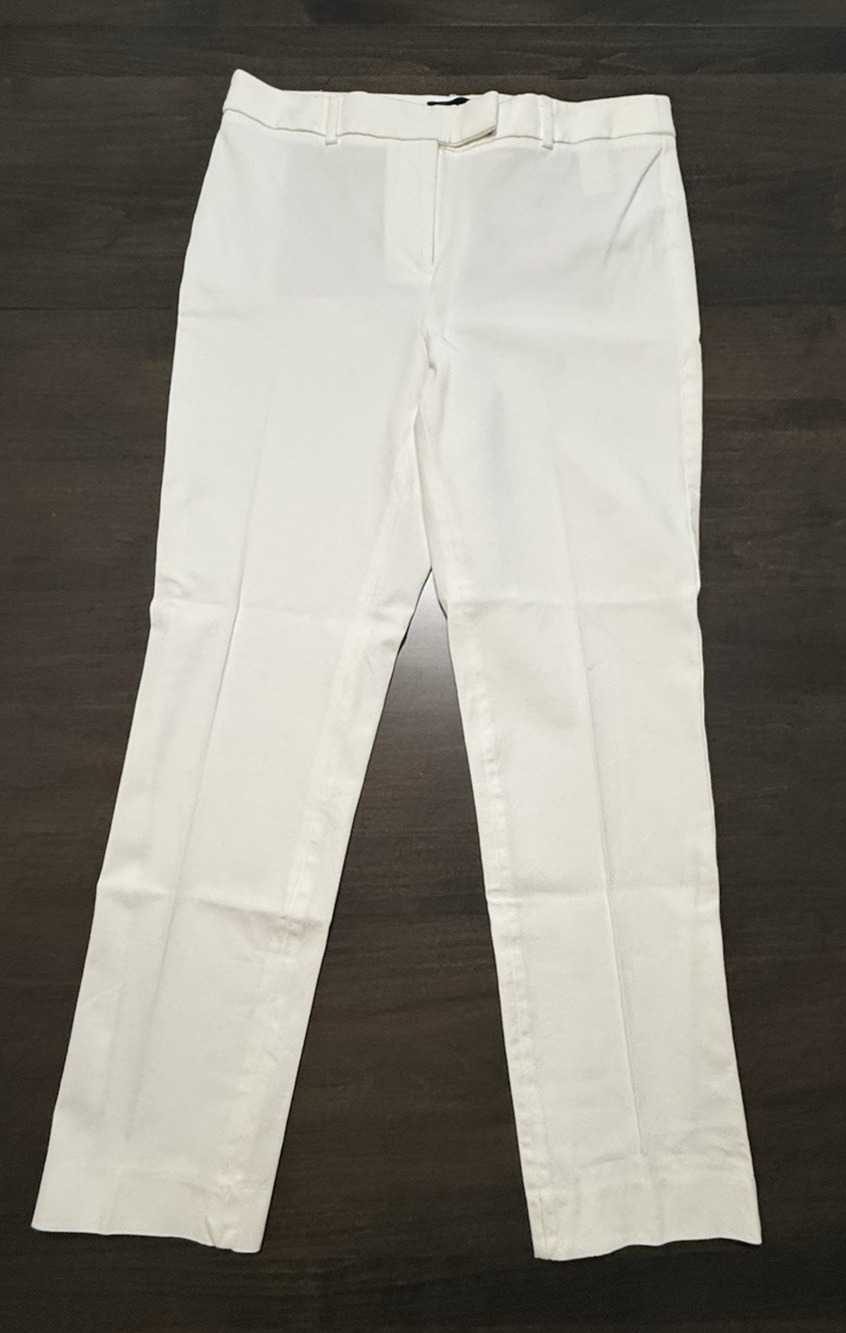 Talbots Petites Classic Highwaist Straight Pant 4P Off White Old Money Coastal